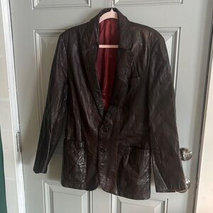 Men's Dark Brown Leather Blazer